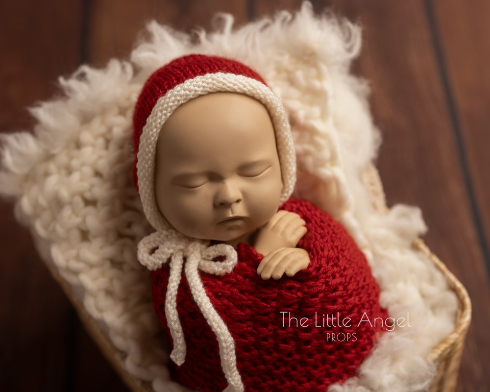 Newborn christmas photo set - bonnet & blanket /wrap