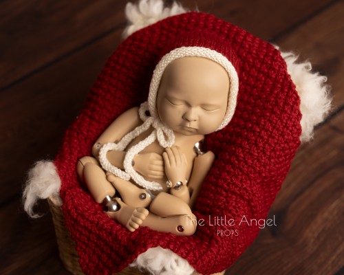 Newborn christmas photo set - bonnet & blanket /wrap