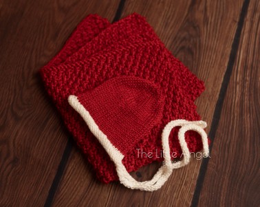 Newborn christmas photo set - bonnet & blanket /wrap